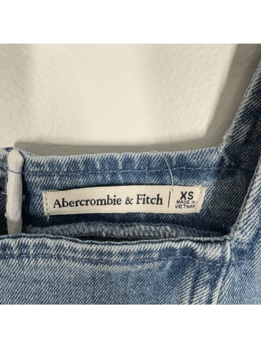 Abercrombie & Fitch XS Blue Denim Sleeveless Square Neck Column Midi Dress NWT - Picture 6 of 13